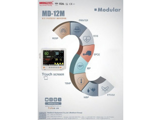 Patient Monitor “MD-12M” measuring:- SpO2, PR, NIBP, temperature, RESP and ECG.